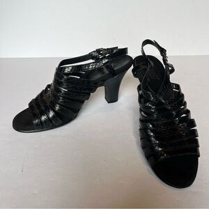 Aerosoles Heelrest Women's Black Strappy Sandals Heeled Slingback Size 9M